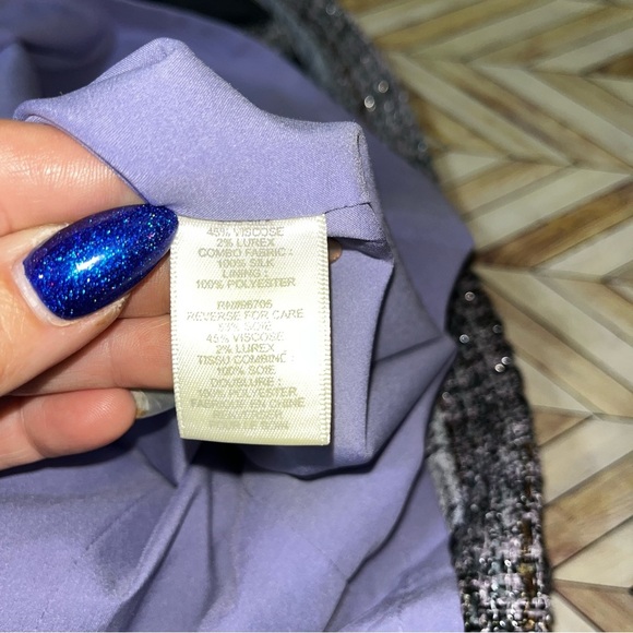 Rebecca Taylor 2 Pc Purple Tweed Dress Jacket‎ A Line Silk Classic Retro Office - Picture 12 of 16